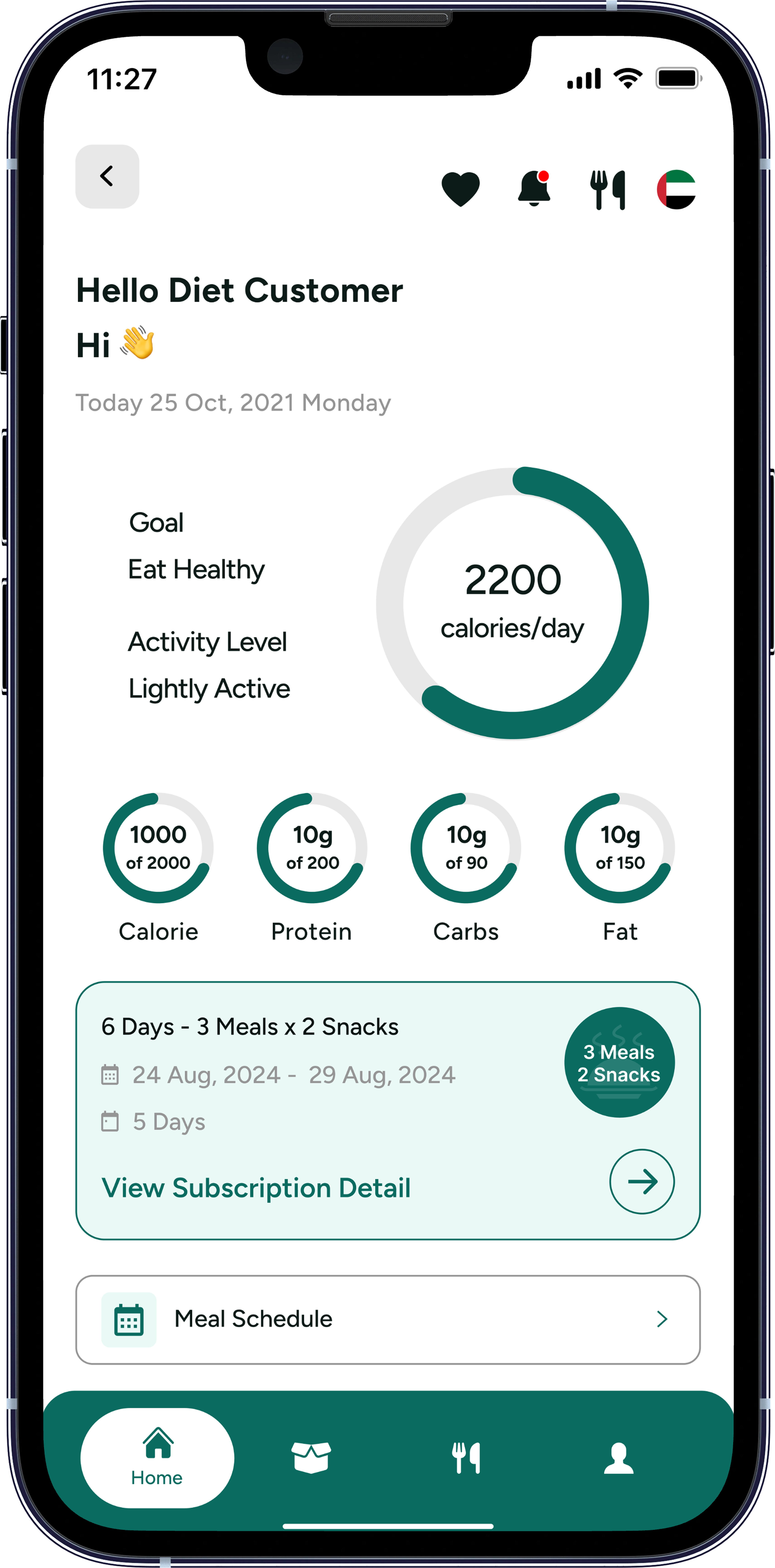 Diet Meal Management app screenshot